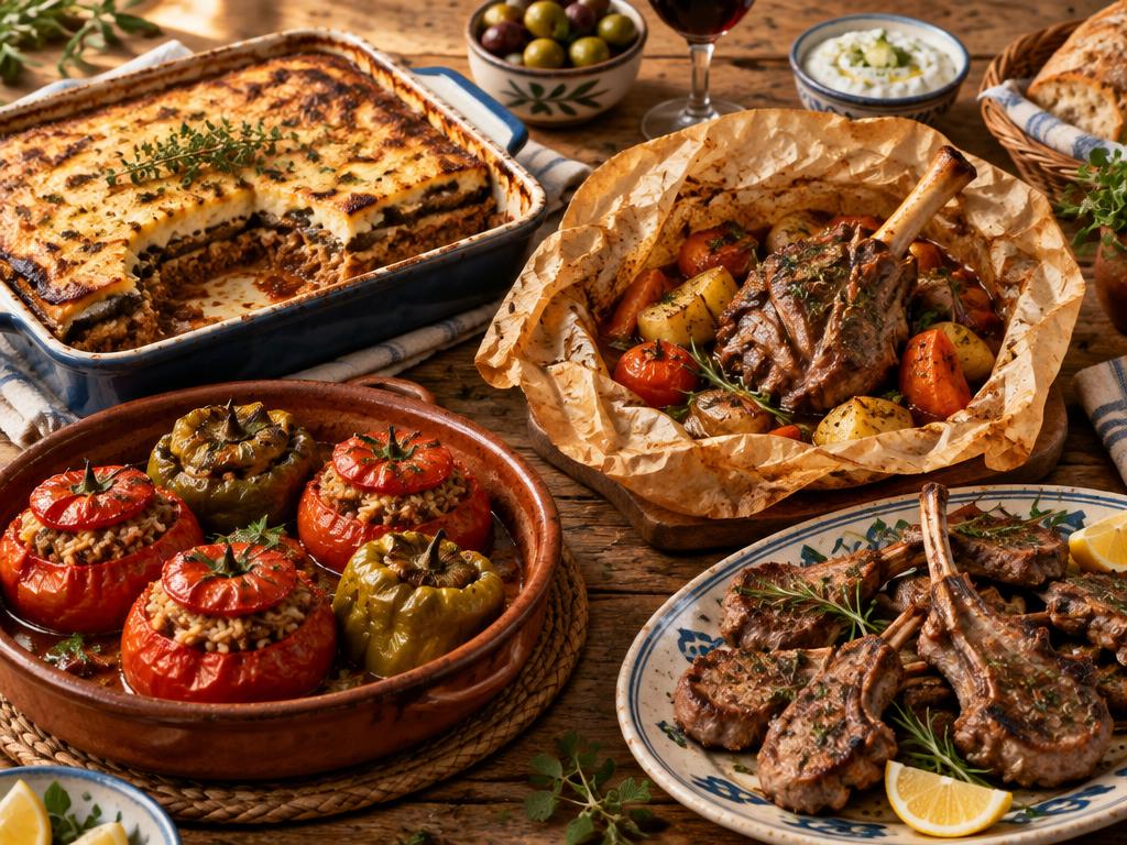 Moussaka, kleftiko and stuffed vegetables