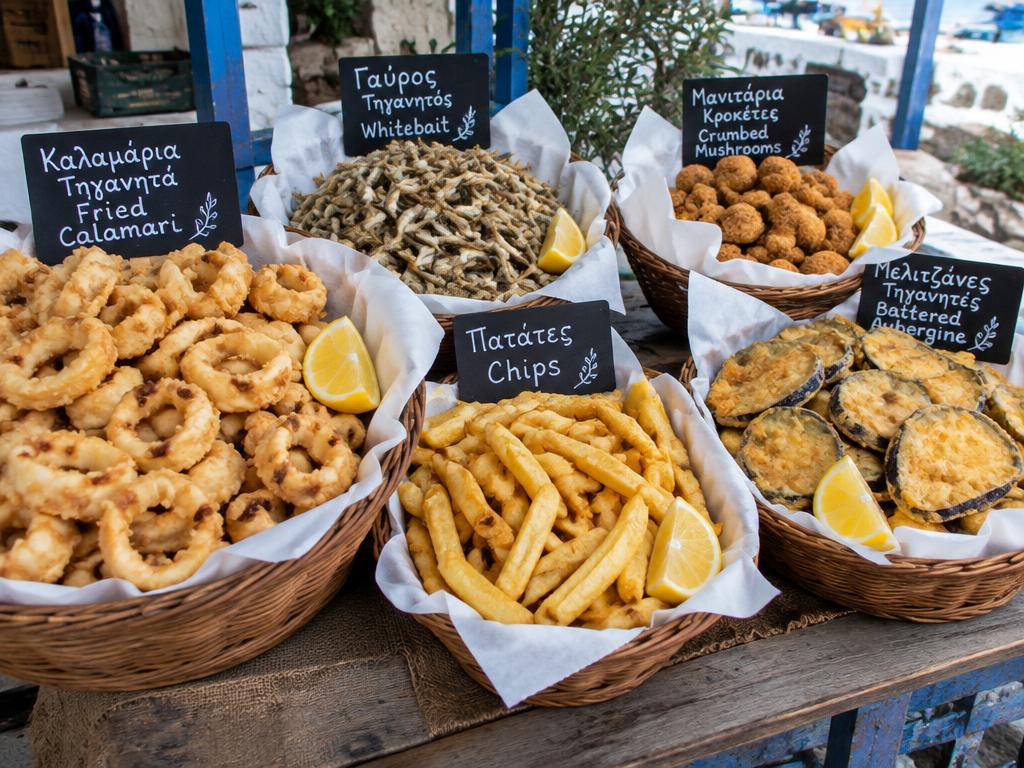 Fried calamari, whitebait and chips